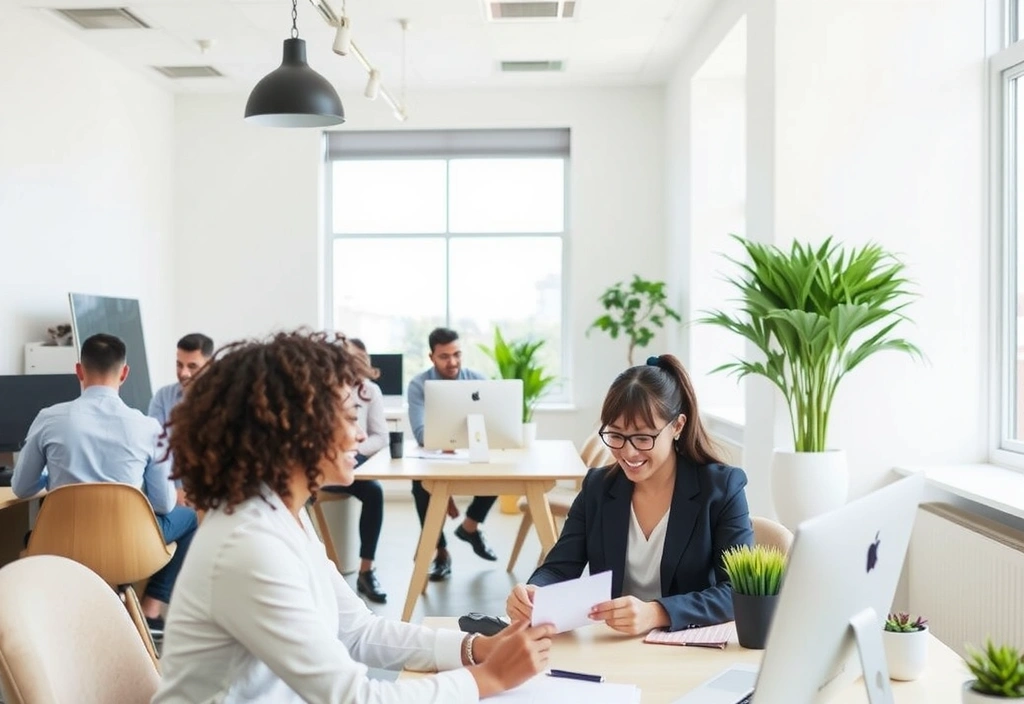 Ufficio moderno con persone che collaborano, simboleggiante il team di supporto clienti