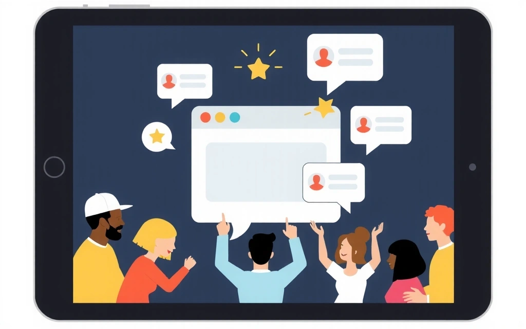 Illustrazione di persone che lasciano feedback e commenti online