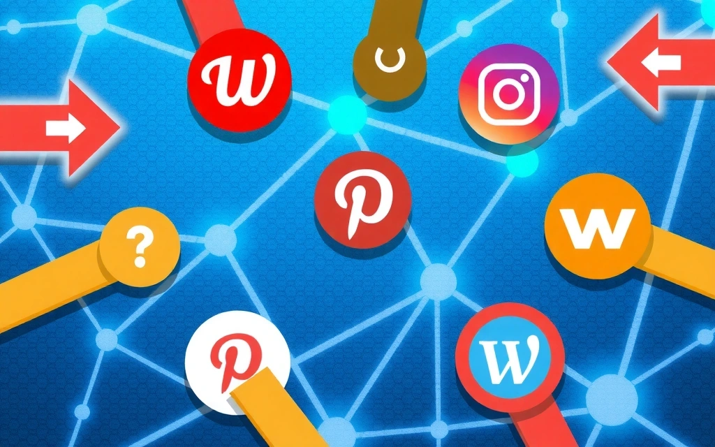 Rappresentazione visiva di collegamenti web che si estendono a siti esterni